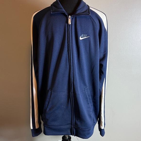 Nike Men’s Navy Track Jacket with White Stripe Sz XL NWT